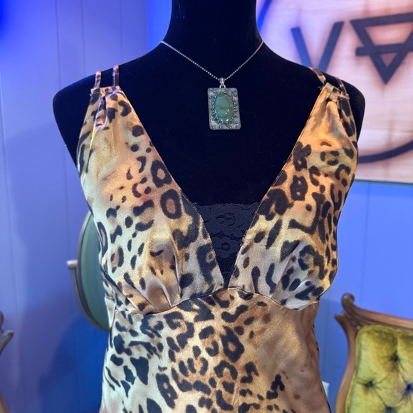 Leopard Print Lace Slip Dress Size Medium - Picture 2 of 7